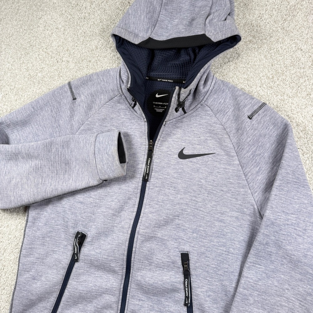 Nike Hoodie Mens Medium Gray Therma-FIT Full Zip Training Jacket DD1878-451